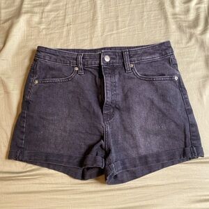 Black denim shorts